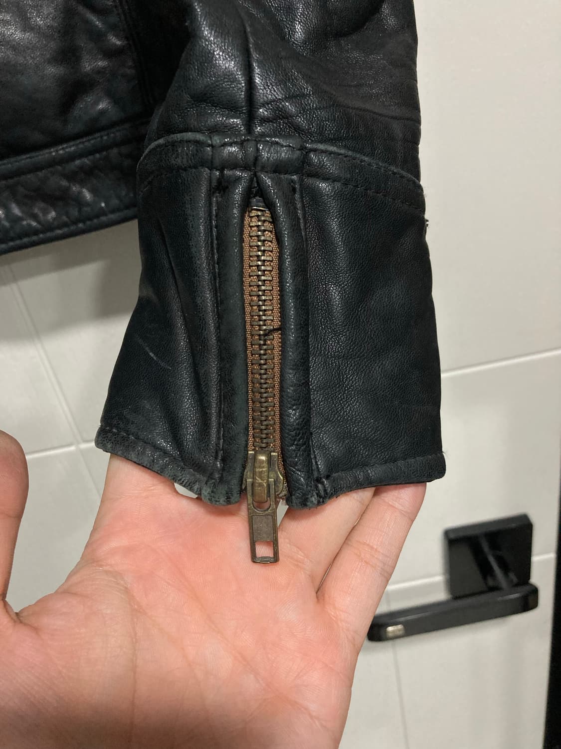 더블 지퍼 가죽 자켓 상품이미지5