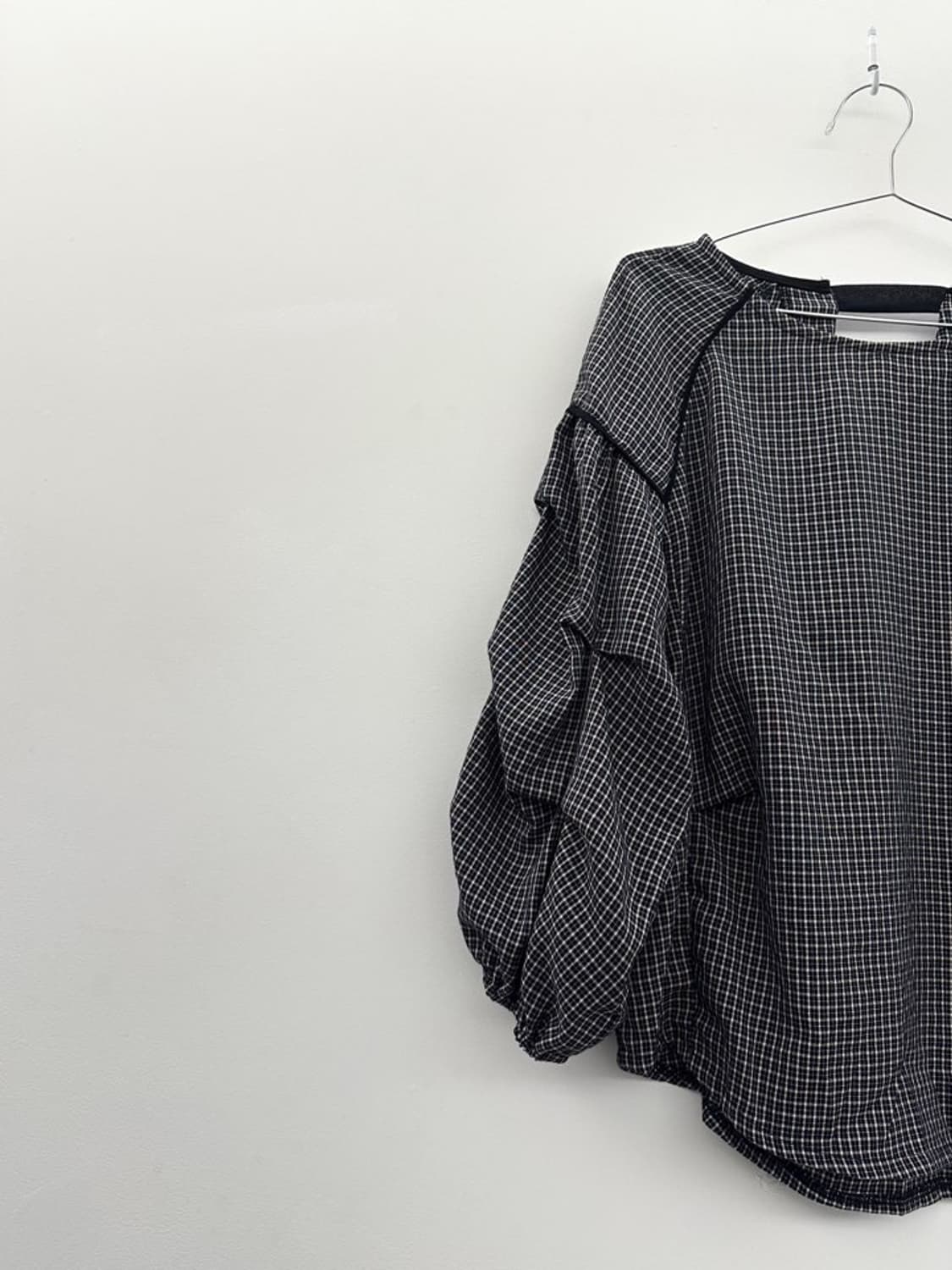 Check shirring ballon blouse 상품이미지5