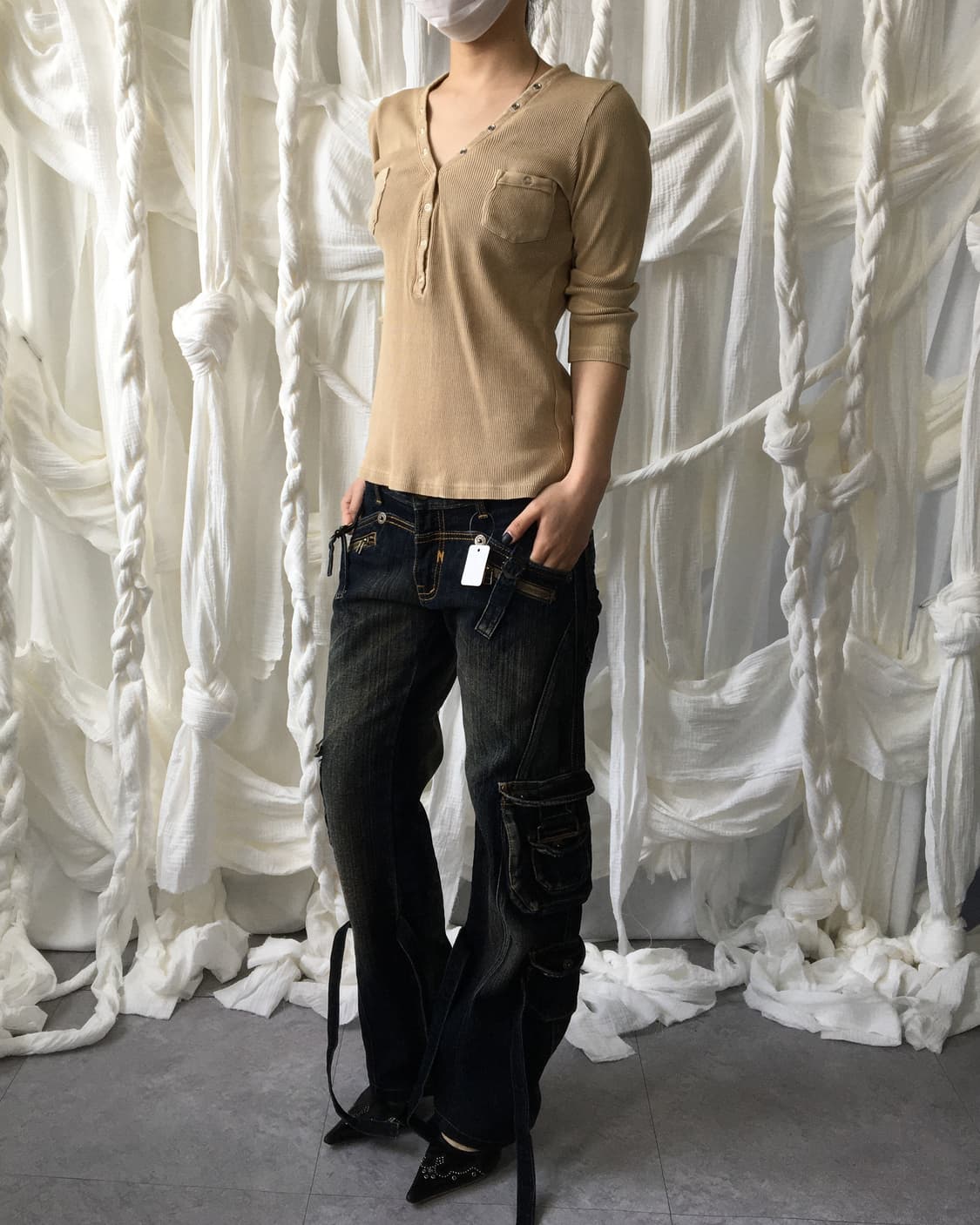 Sky bomber Henry neck ribbed sleeve 상품이미지8