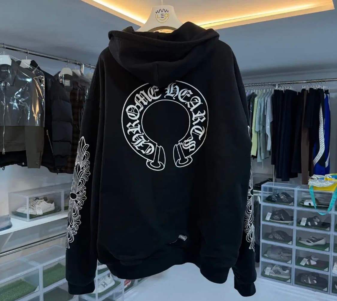 [정품] 크롬하츠 홀스슈 헤비웨이트 후드 집업 블랙 L 상품이미지1