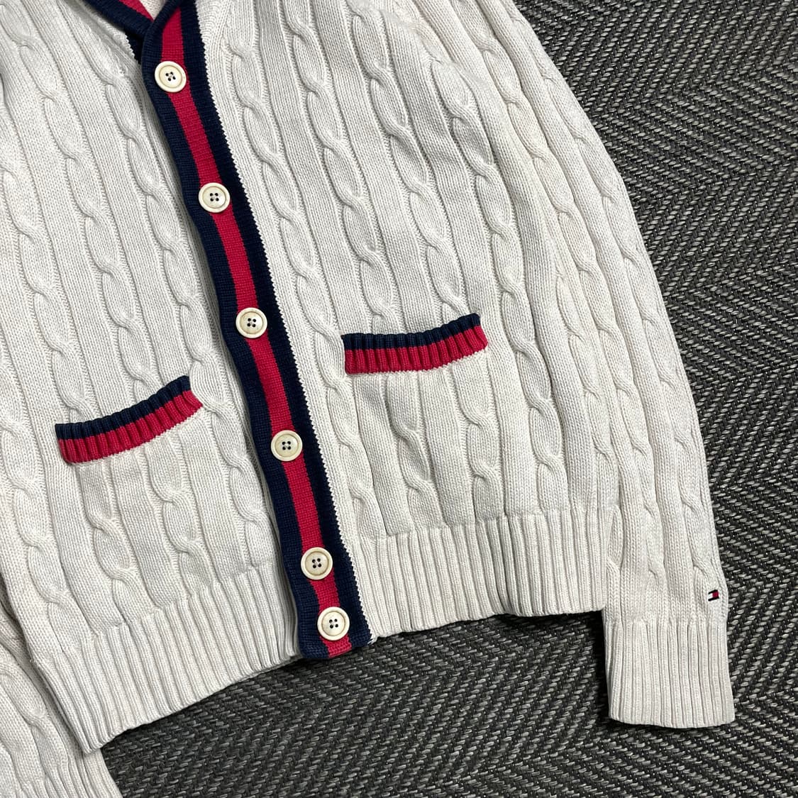 타미힐피거 립 케이블 숄넥 버튼 가디건y 4807 상품이미지3