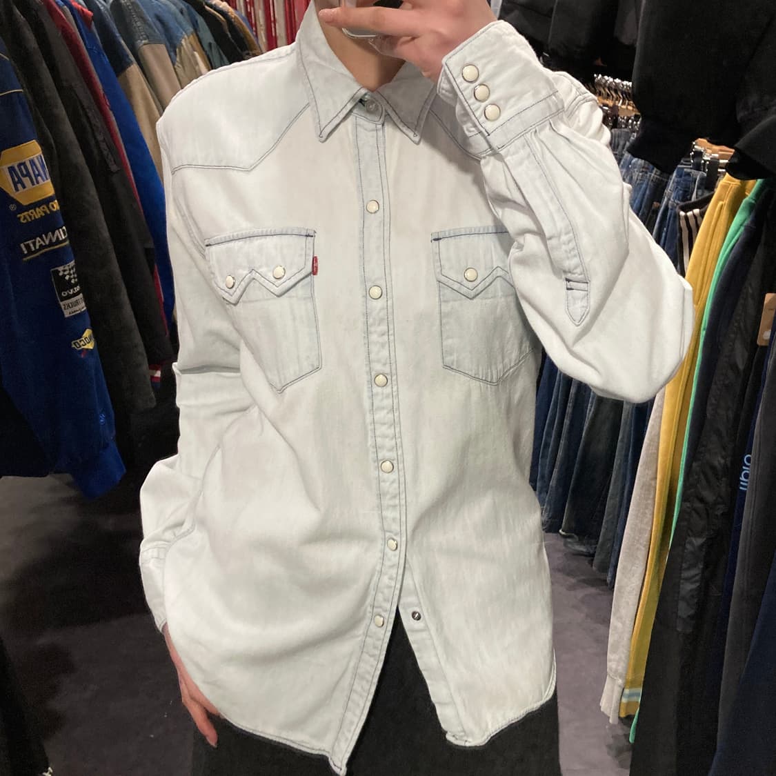 [IM] 리바이스 펄 스냅 데님 셔츠 연청 상품이미지4