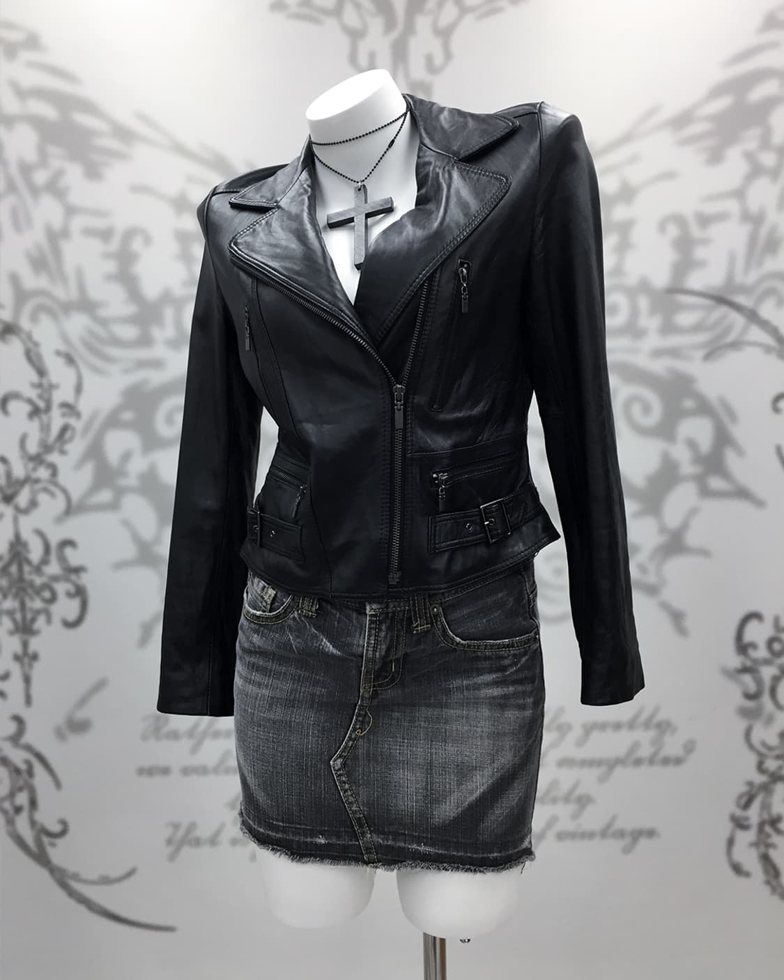 Diagonal Edge Rock Leather Rider Jacket 상품이미지1