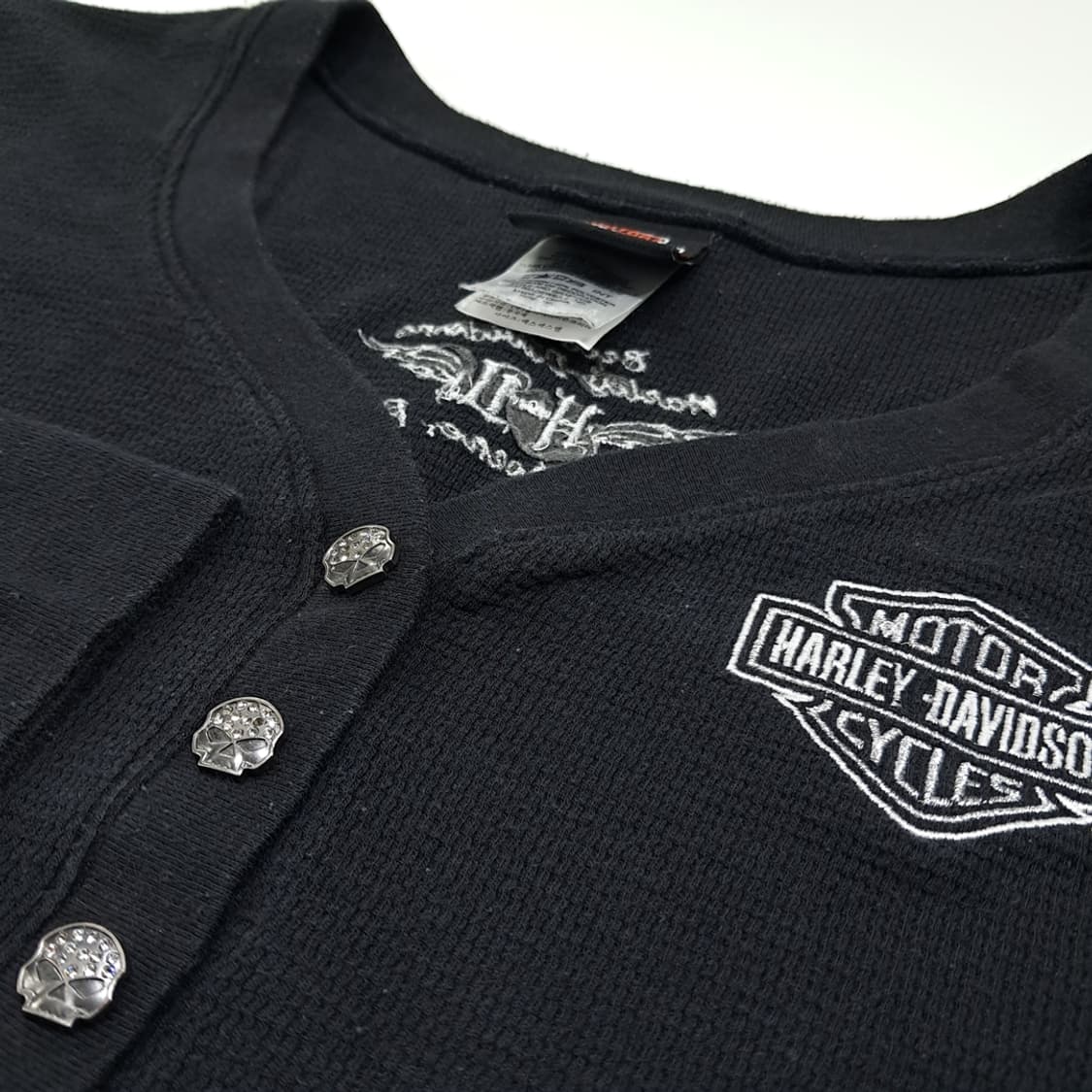 CL758 2XL 할리데이비슨 00s 헨리넥 블랙 니트 티셔츠 상품이미지4