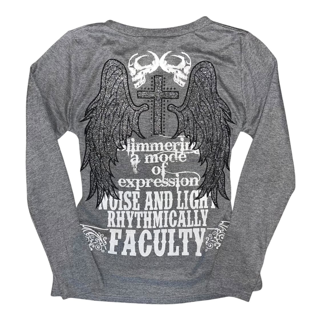 날개 자수 글리터 프린팅 긴팔티 펑크y2k갸루 상품이미지1