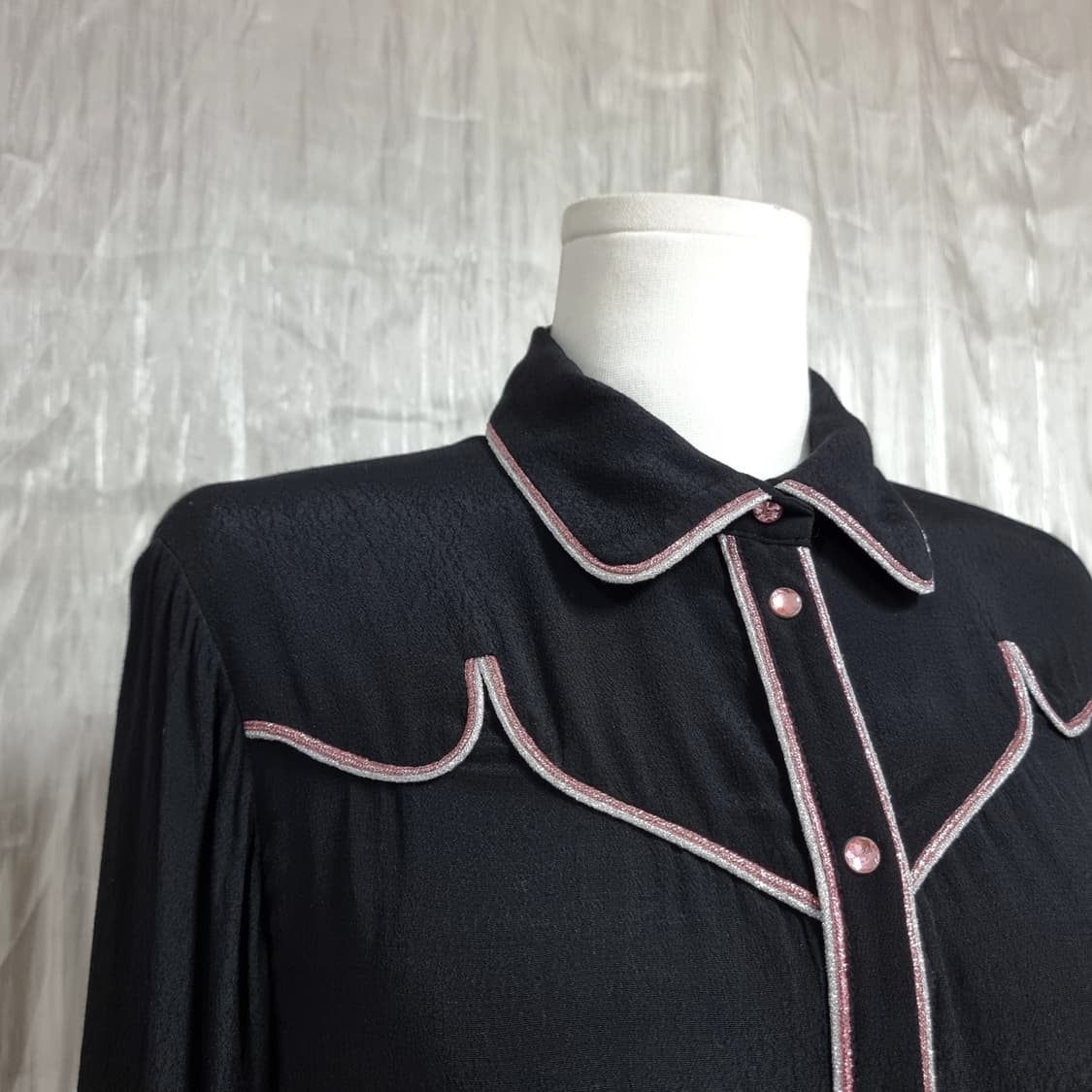 마쥬 maje 블랙핑크 블라우스 셔츠 (55) 상태굿 상품이미지6