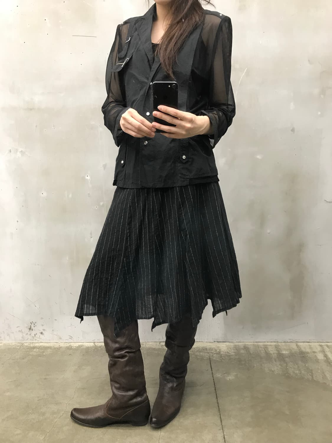 Unbalanced stripe midi sk  상품이미지4