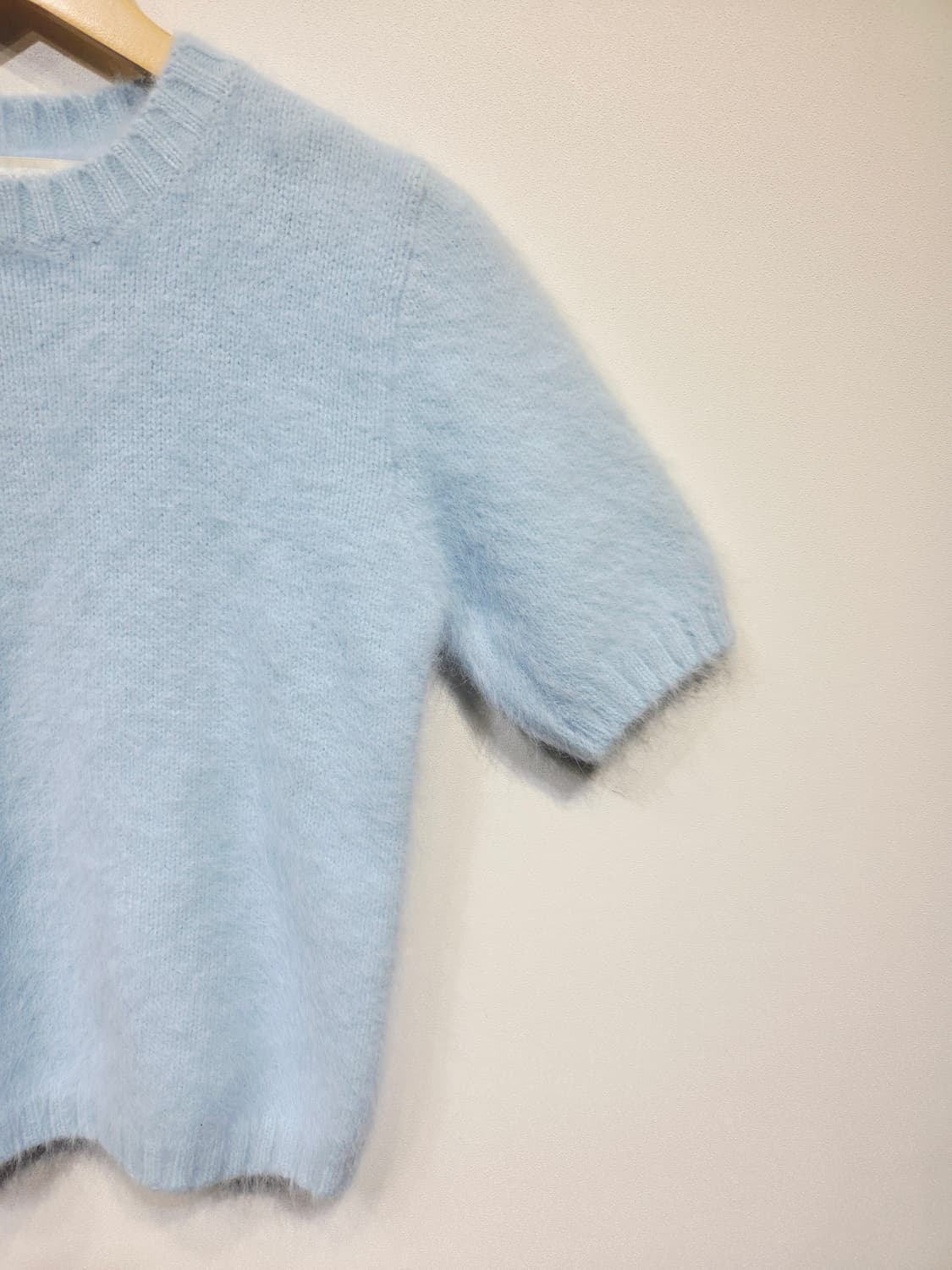 FAYEWOO 페이우 100% 앙고라 반팔 니트 스카이블루 상품이미지5