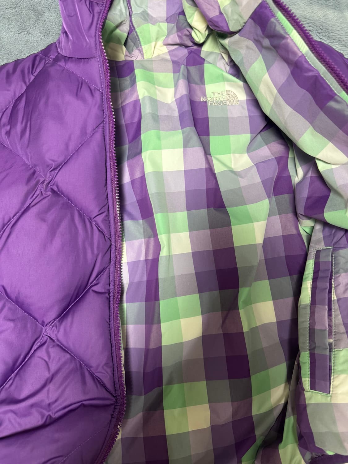 노스페이스 550 보라 체크 패딩 상품이미지7