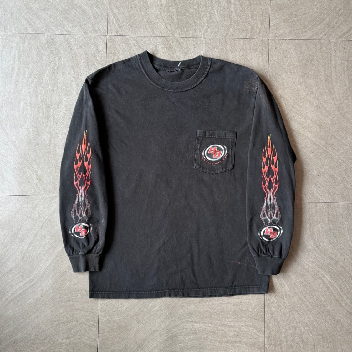 00년대 생산 할리데이비슨 블랙 플레임 긴팔 티셔츠 상품이미지1