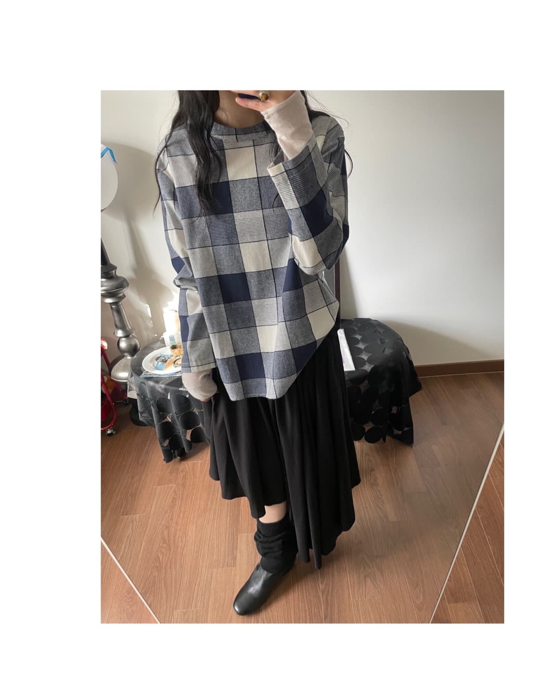 pullover check patterned blouse 상품이미지3