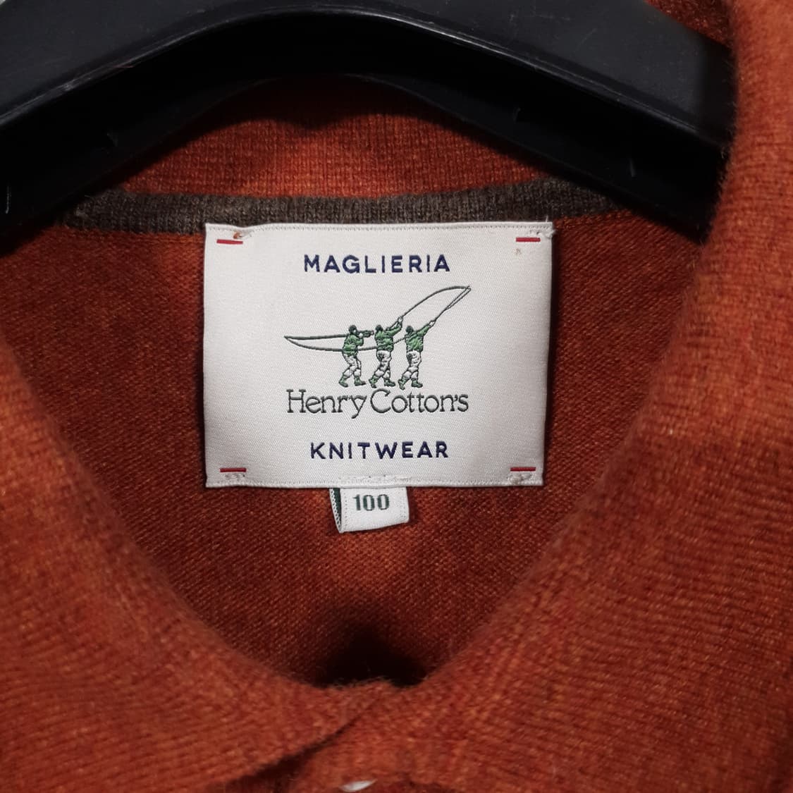 헨리코튼 신형 20FW 코튼 캐시미어 블렌드 폴로 니트 스웨터 오렌지 상품이미지5