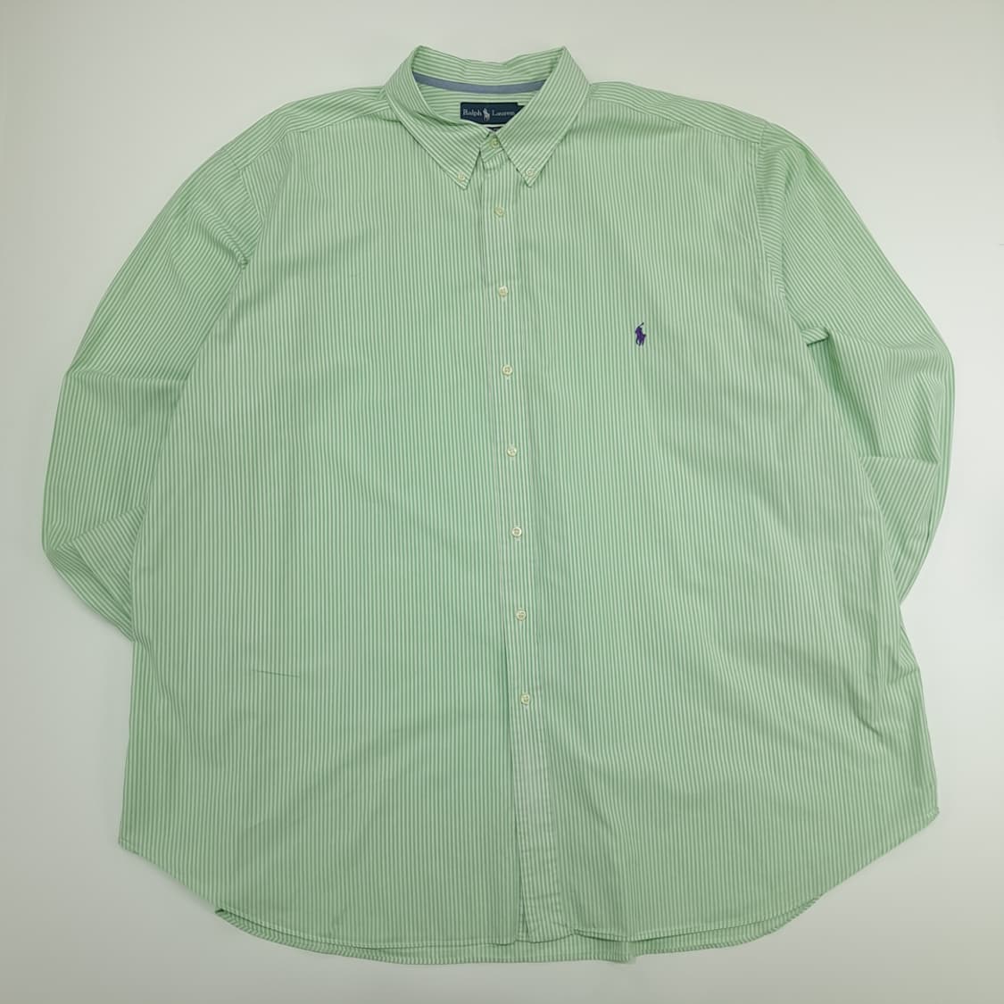 CN772 4XLT 폴로 랄프로렌 그린 스트라이프 긴팔 셔츠 남방 상품이미지1