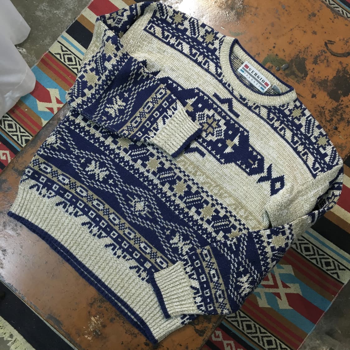 90s VTG 빈티지 인디언 패턴 아크릴 스웨터 니트 남성 105 110 상품이미지2