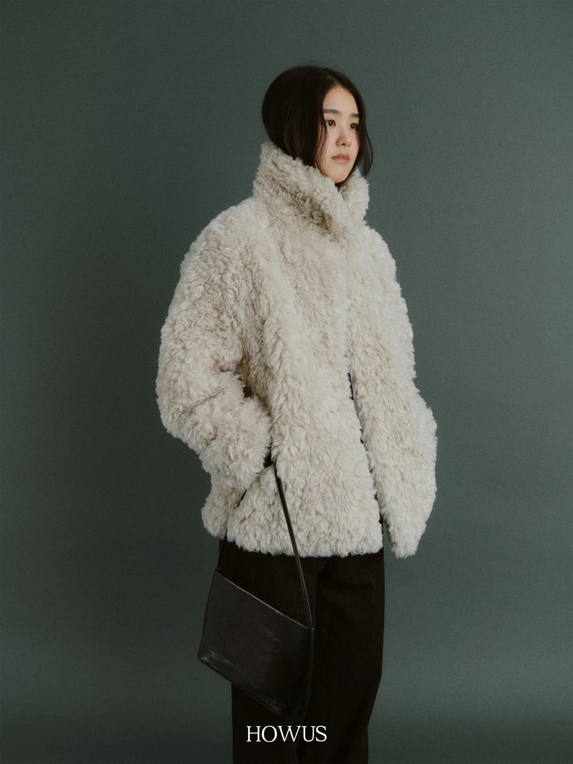 HOWUS 컬리 하프 코트 샌드 Curly Half Coat Sand 상품이미지1