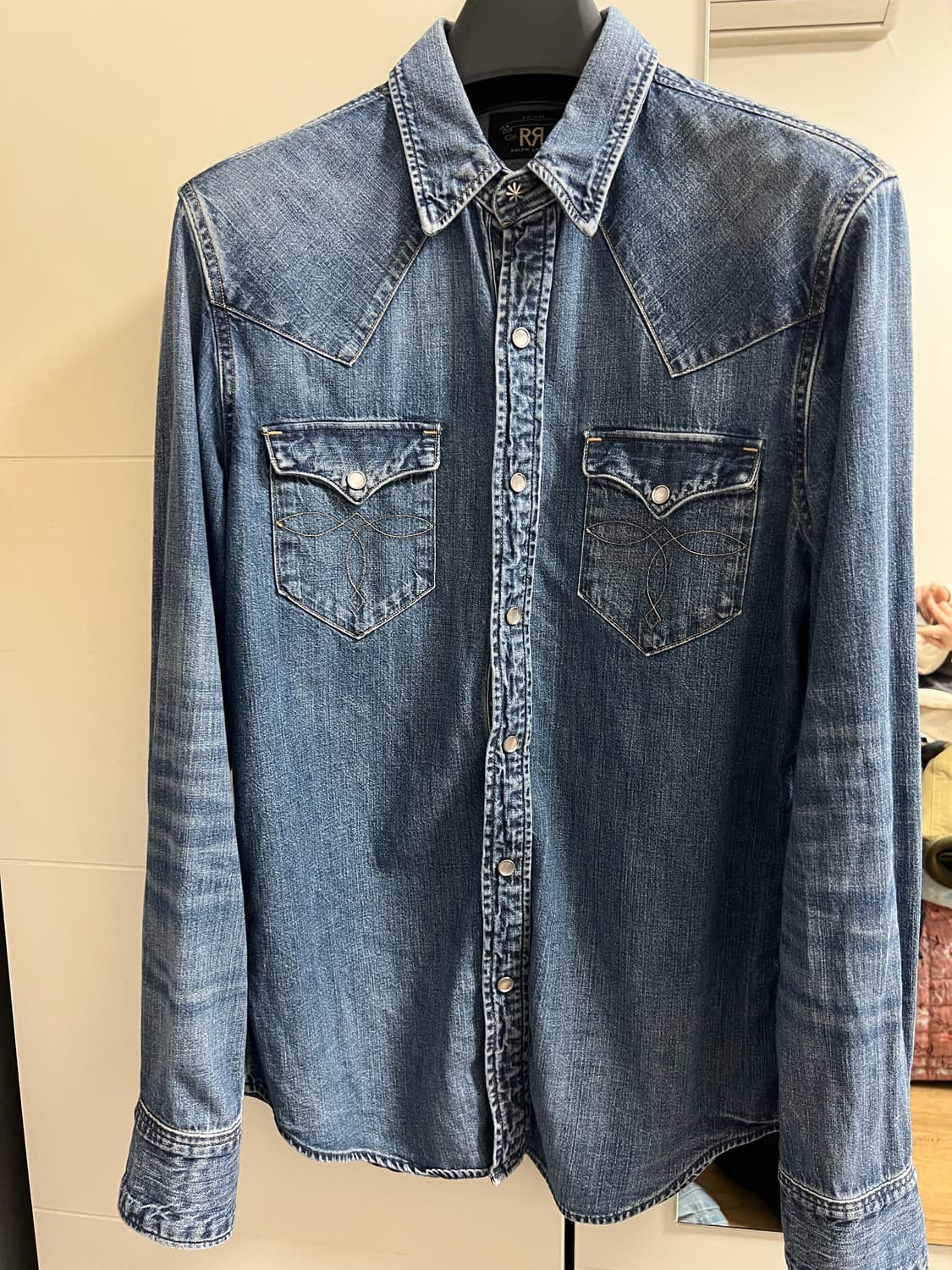 택포35) RRL 더블알엘 웨스턴 셔츠 데님 다크워시 중청 M 상품이미지1