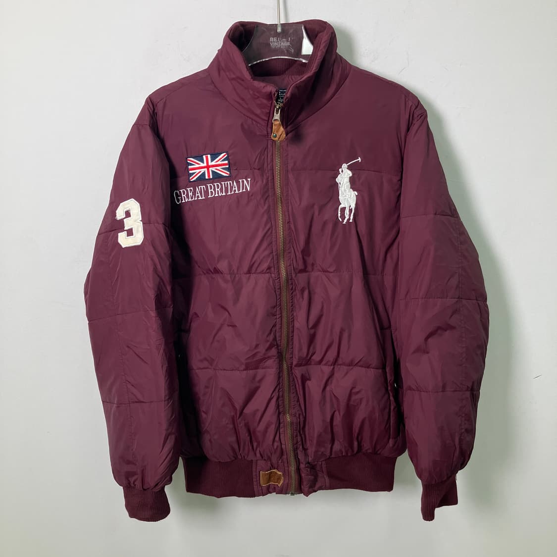 폴로 랄프로렌 버건디 UK 패딩 점퍼 M 상품이미지1