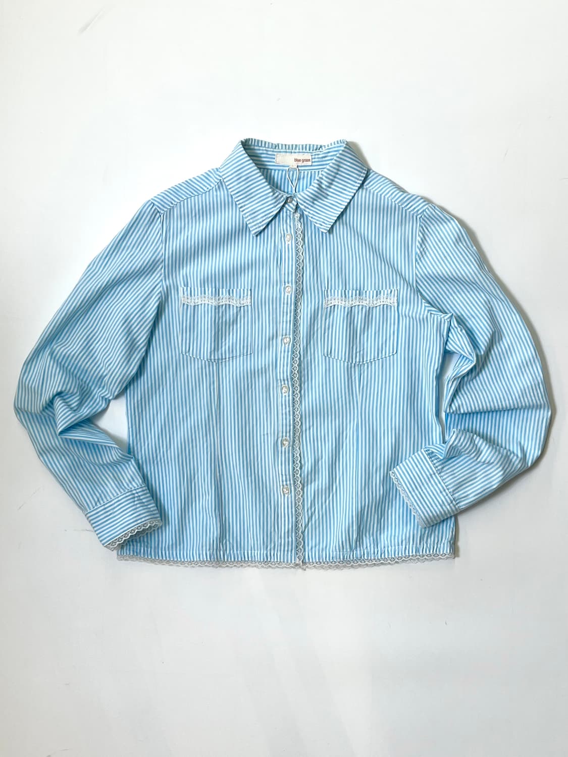 하늘색 스트라이프 레이스 셔츠 상품이미지8