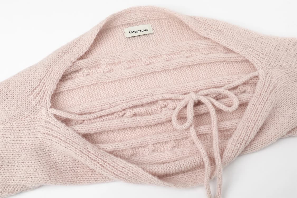threetimes 핑크 쓰리타임즈 크리미 니트 볼레로 가디건 상품이미지2