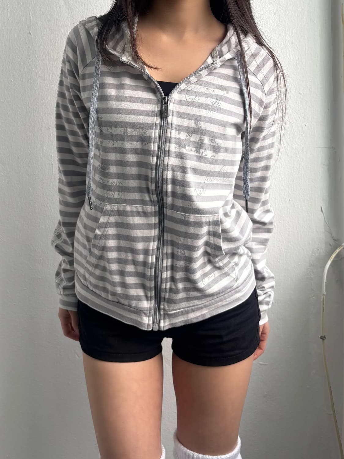 Vintage Prenda Grey Stripe Hood Zip-Up 상품이미지6