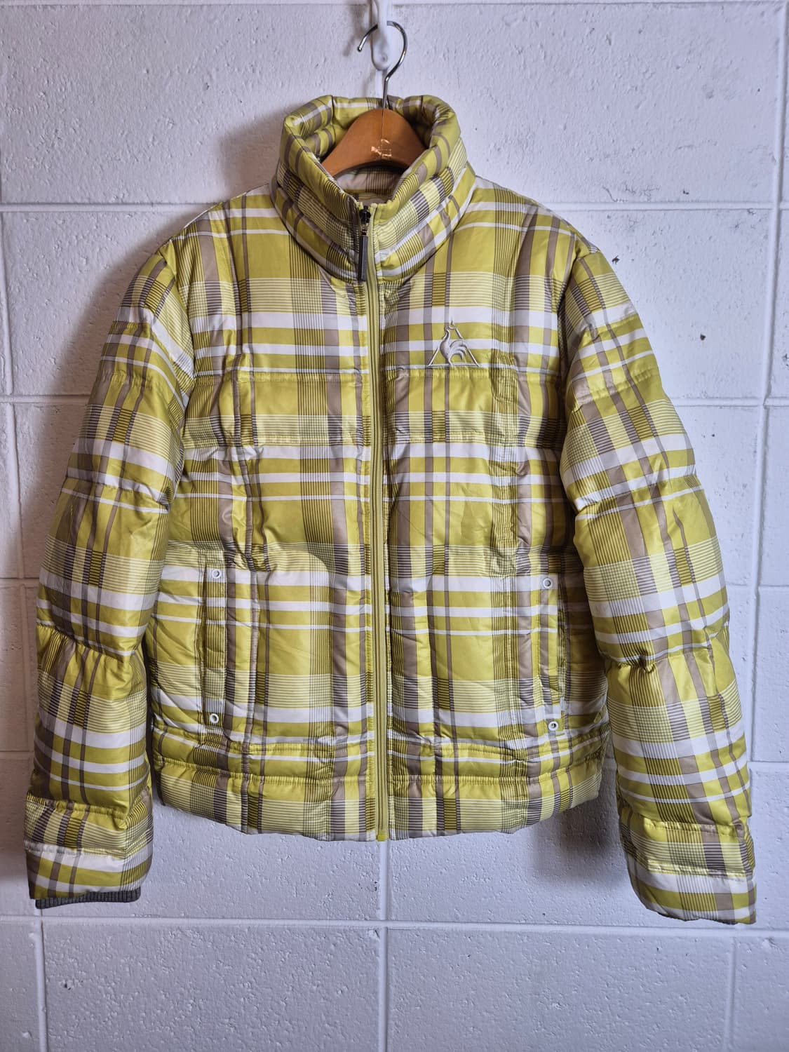 95)르꼬끄 옐로우 체크  덕다운 패딩 점퍼 상품이미지1
