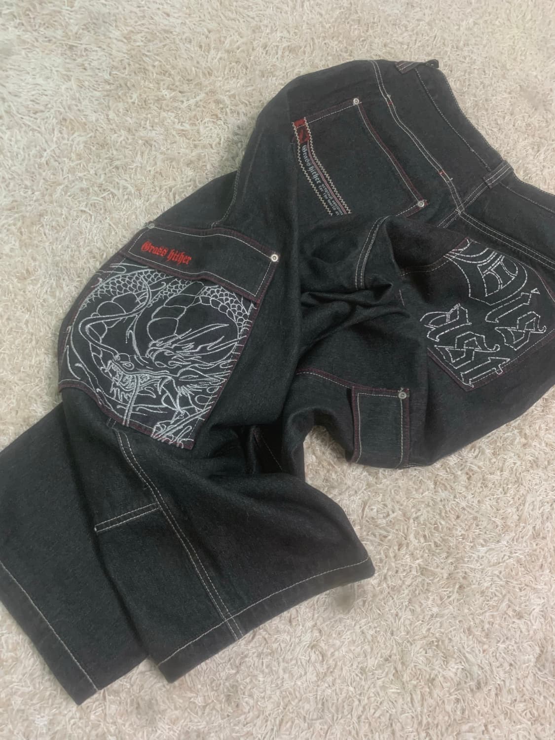 와이드 드래곤 자수 데님 상품이미지3