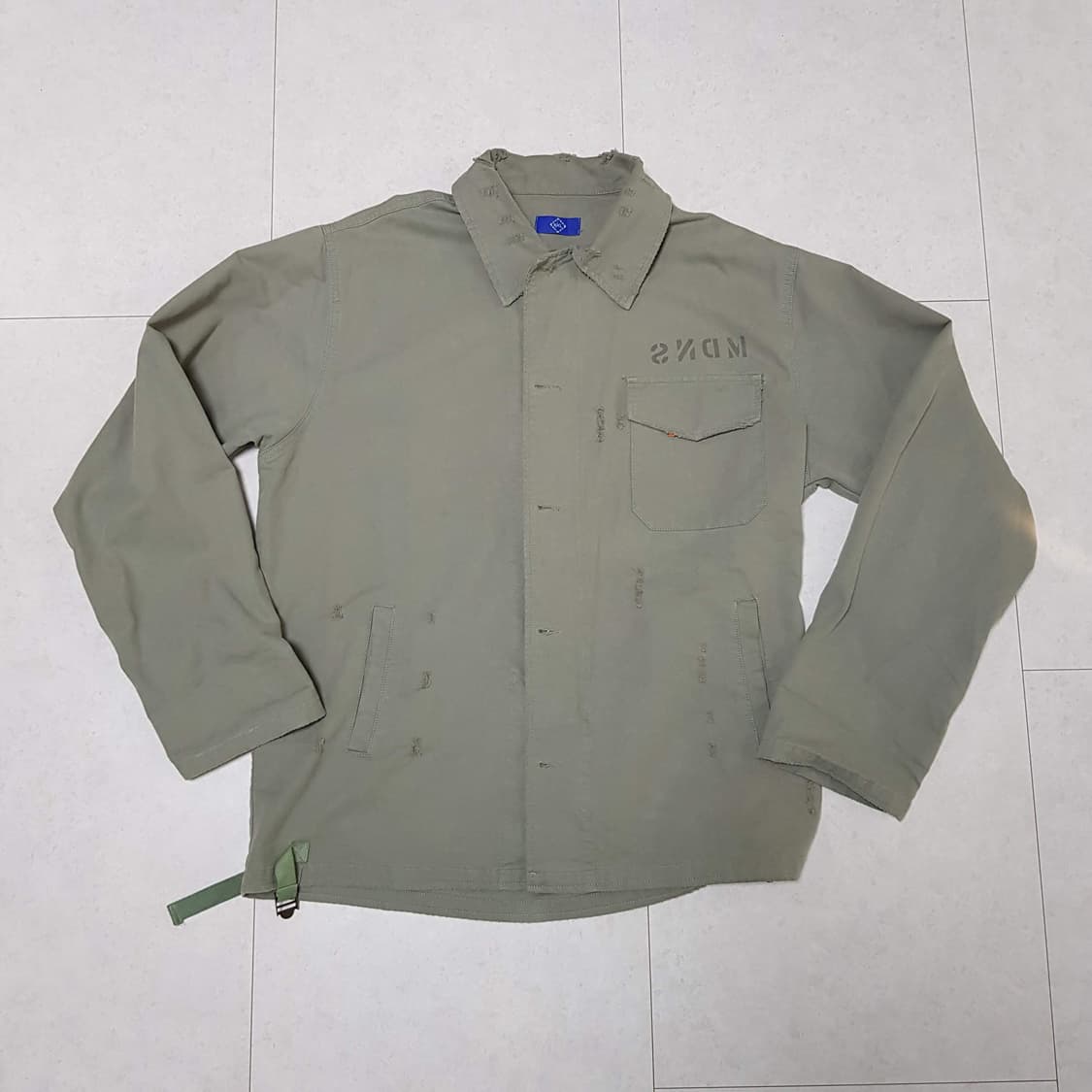 MDNS 워크 자켓 카키색 워싱 데미지 상품이미지2