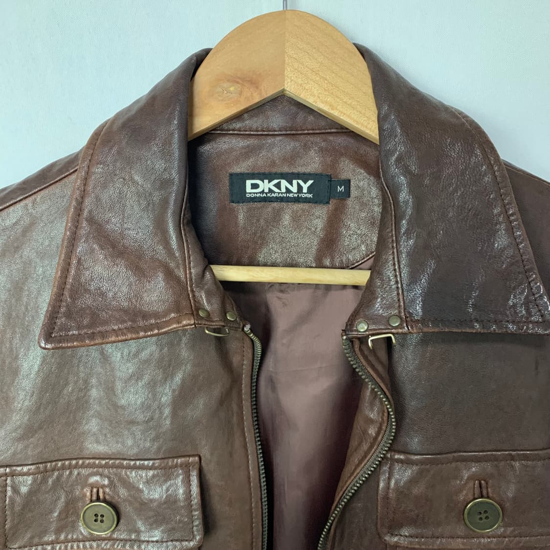 DKNY 양가죽 100% 레더 자켓 브라운 M 정품 빈티지 상품이미지6