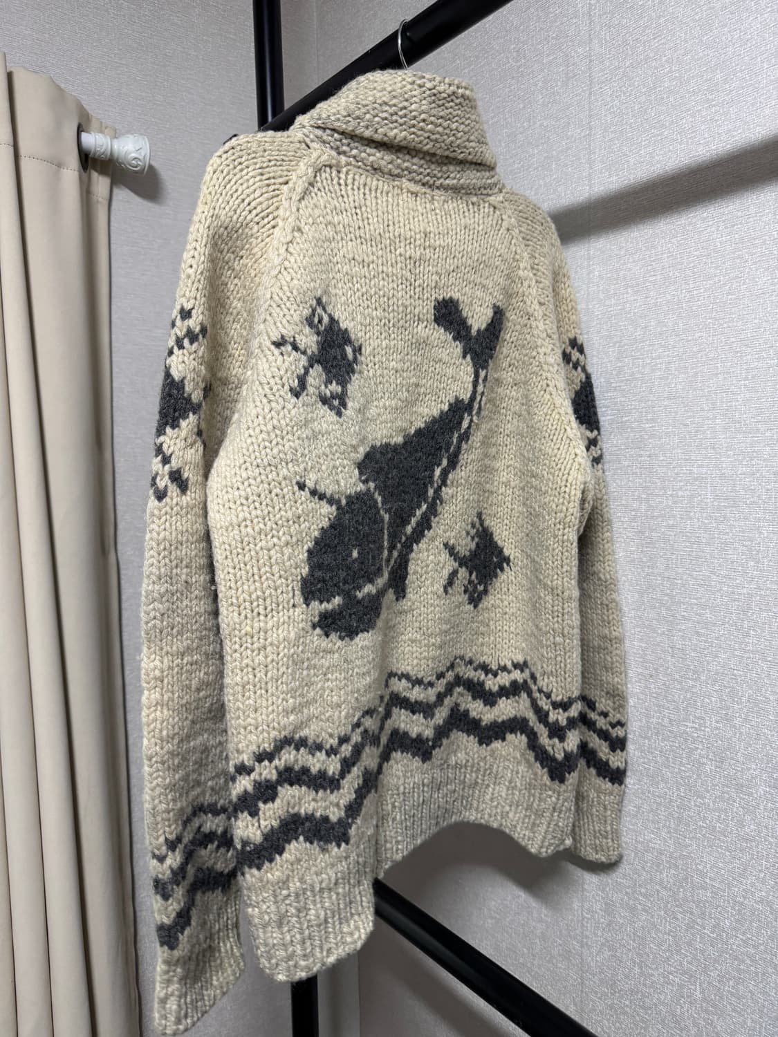 빈티지 고래 패턴 헤비 울 코위찬 가디건 상품이미지3