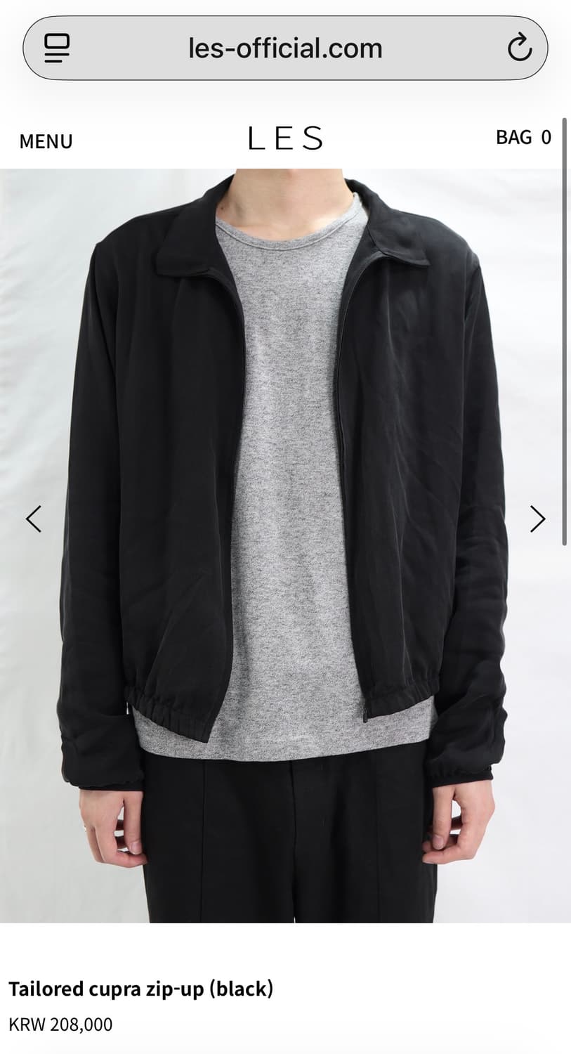 Tailored cupra zip-up (black) 1사이즈 상품이미지1