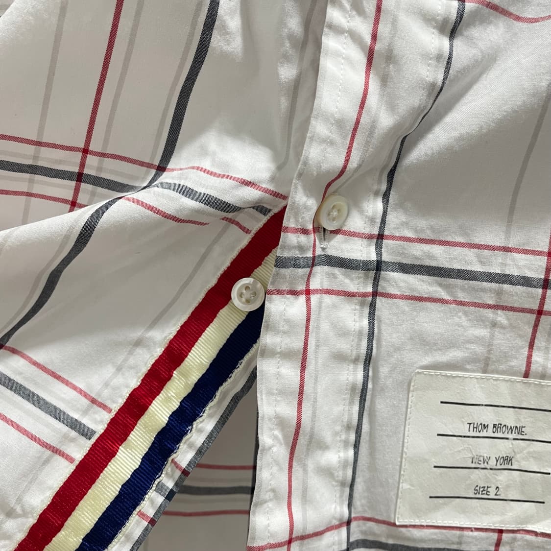 톰브라운/ 라운드 카라 트리콜로 체크 셔츠/ 2 상품이미지4