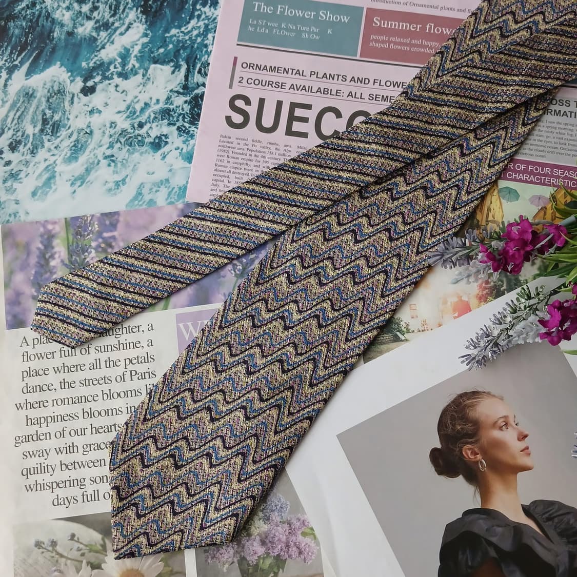 미쏘니 실크 지그재그 자카드 넥타이 8.8cm A+등급 A19521
 상품이미지4