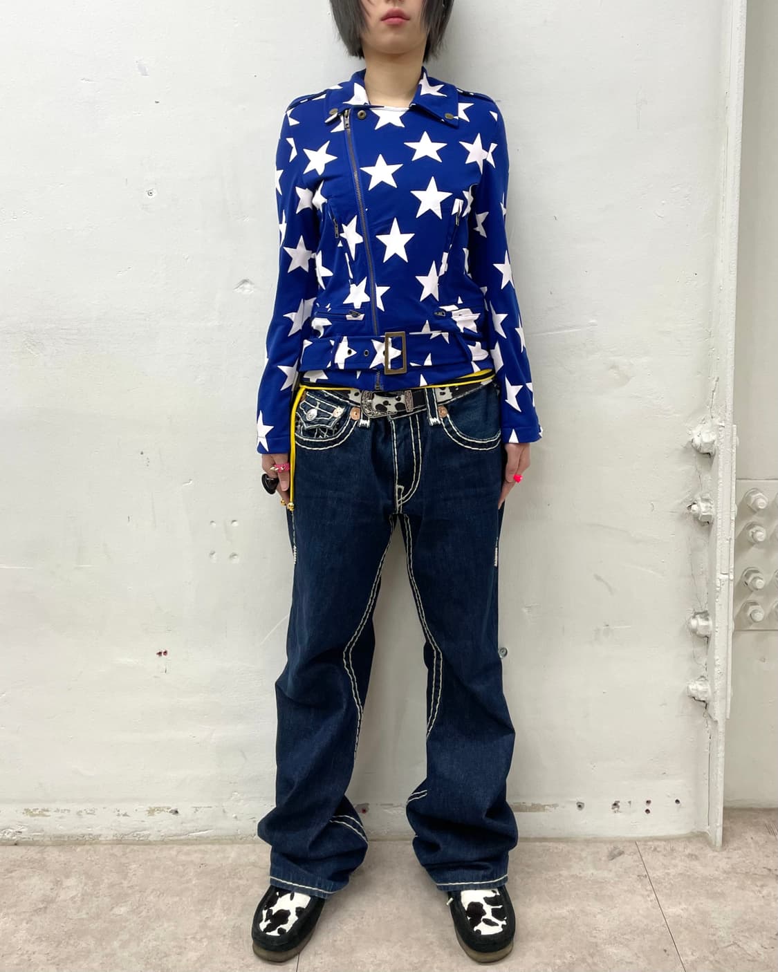 Retro White Star Blue Rider Jacket 상품이미지5