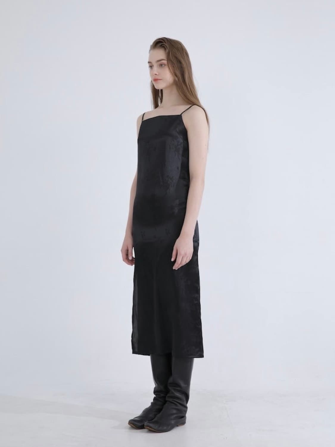 wsc 아카이브 orchid dress 오키드 자카드 원피스 블랙 상품이미지1