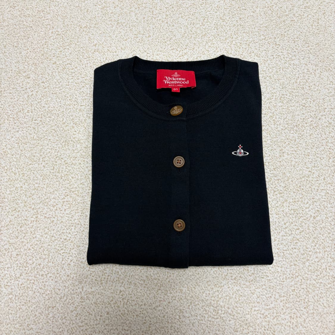 비비안웨스트우드 코튼 베이직 가디건 블랙 상품이미지1