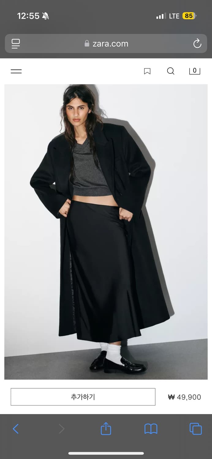 자라 새틴 미디스커트 블랙 S 새상품 상품이미지1