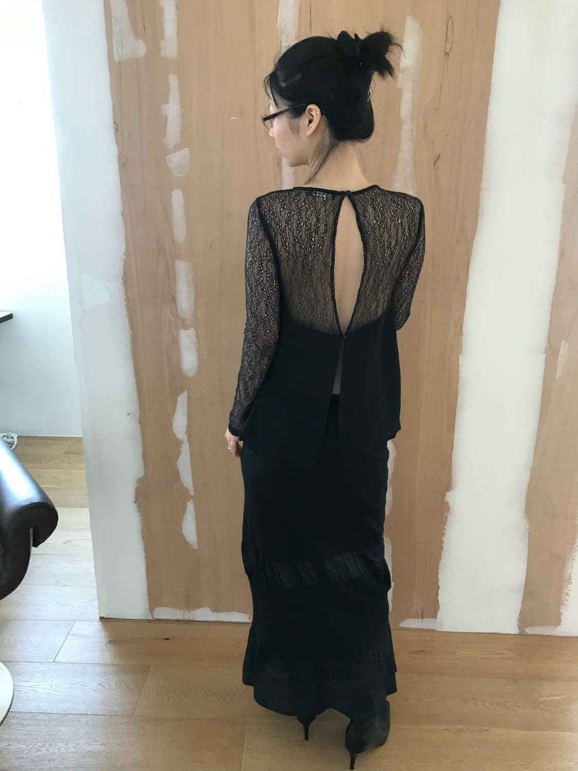 vintage black lace blouse 상품이미지1