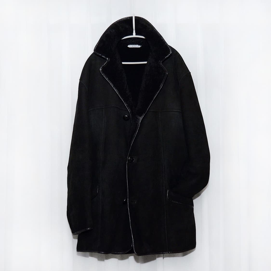 널시 잉글랜드 핸드메이드 블랙 쉽스킨 무톤 코트 자켓 (L / 105+) 상품이미지1
