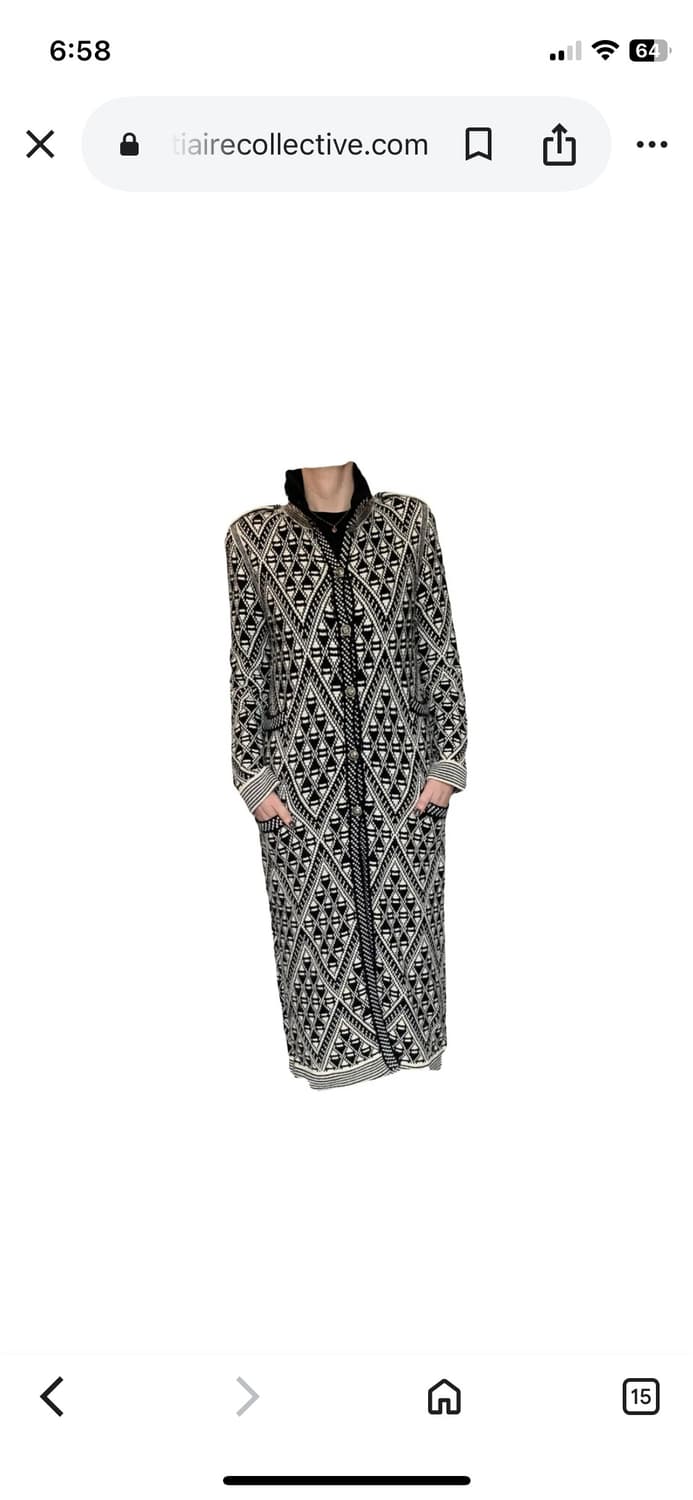 샤넬 블랙&아이보리 패턴 롱 코트 38 정품 상품이미지6