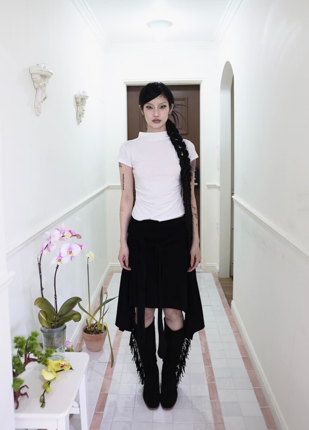 Shirring unbal wrap skirt 상품이미지3