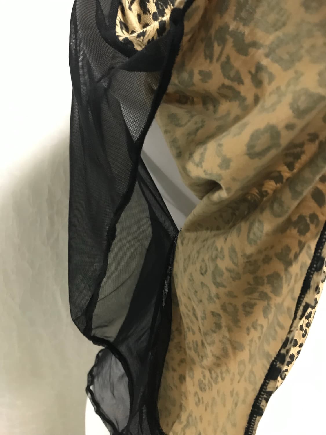 빈티지 갸루 펑크 해골 레오파드 가오리핏 시스루 슬리브리스 탑 상품이미지8