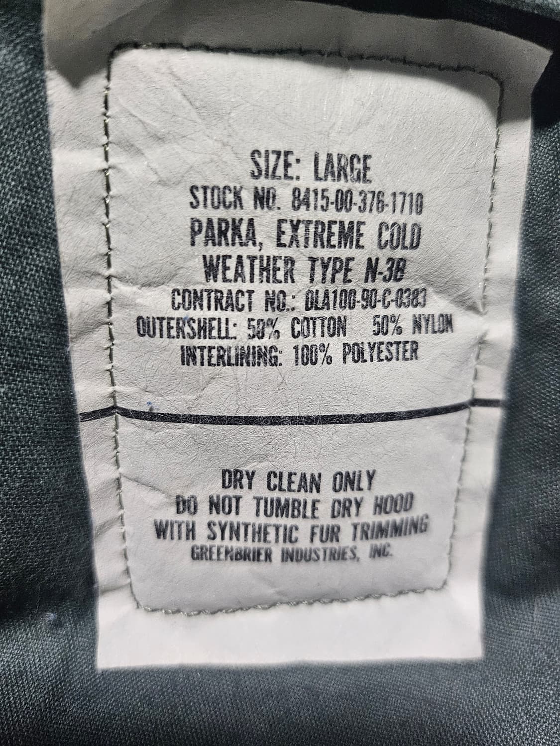 90s 미군오리지날 n3b GREEN BRIER.  상품이미지3