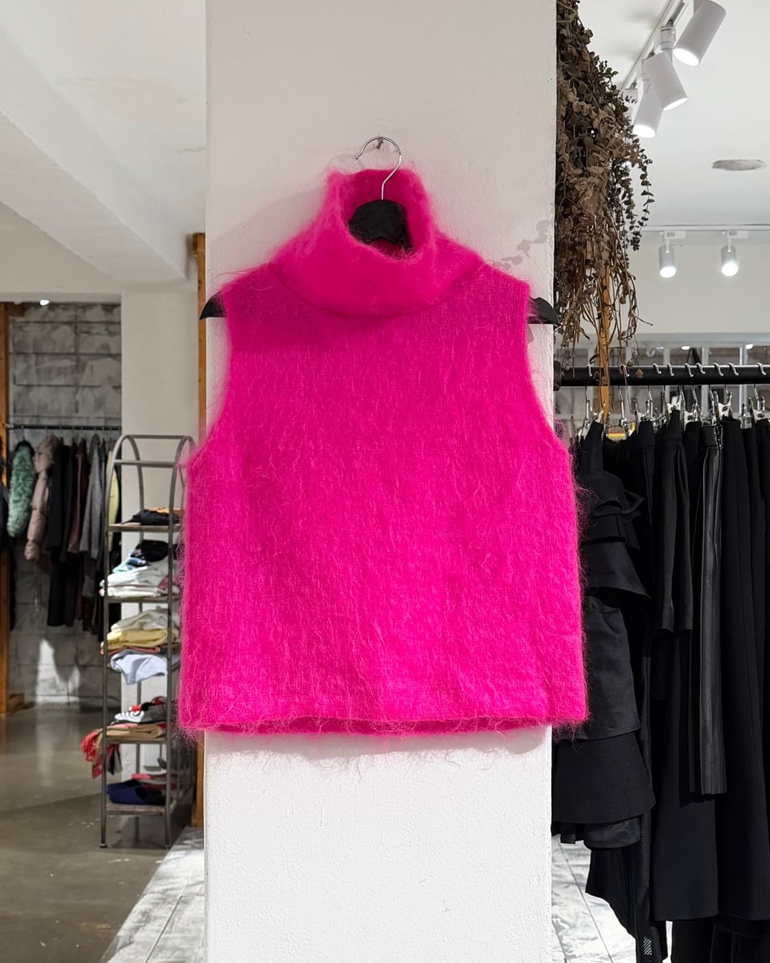 msgm 핑크 모헤어 울 블랜드 슬리브리스 터틀넥 탑 상품이미지1