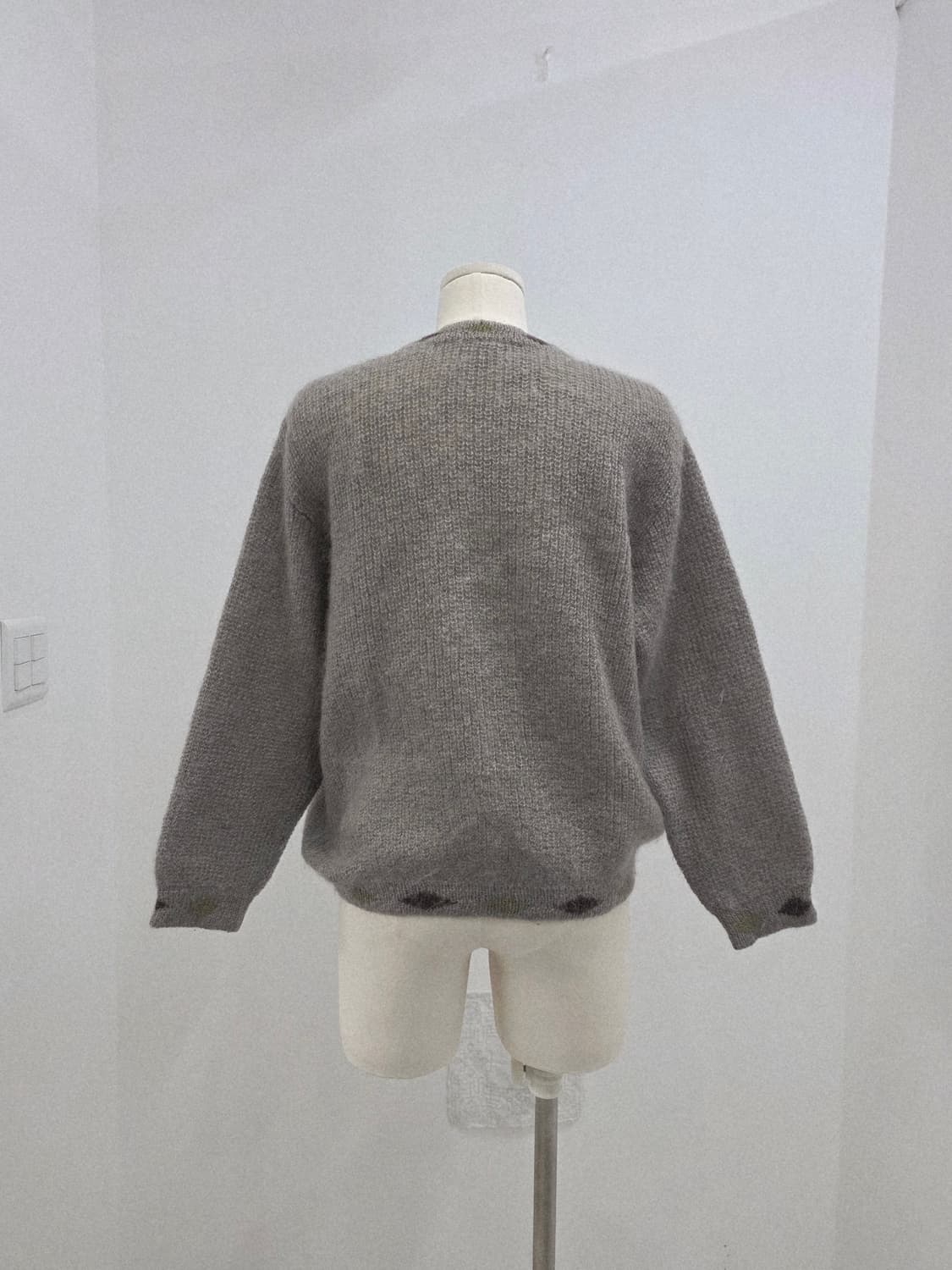 모헤어 카키그레이 헤어리 니트 가디건  상품이미지3