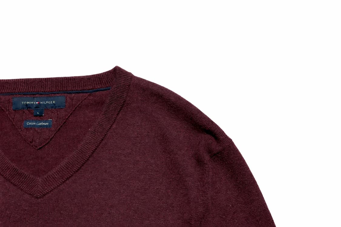 USA 미국 빈티지 y2k 타미힐피거 코튼 캐시미어 브이넥 니트 스웨터 상품이미지4