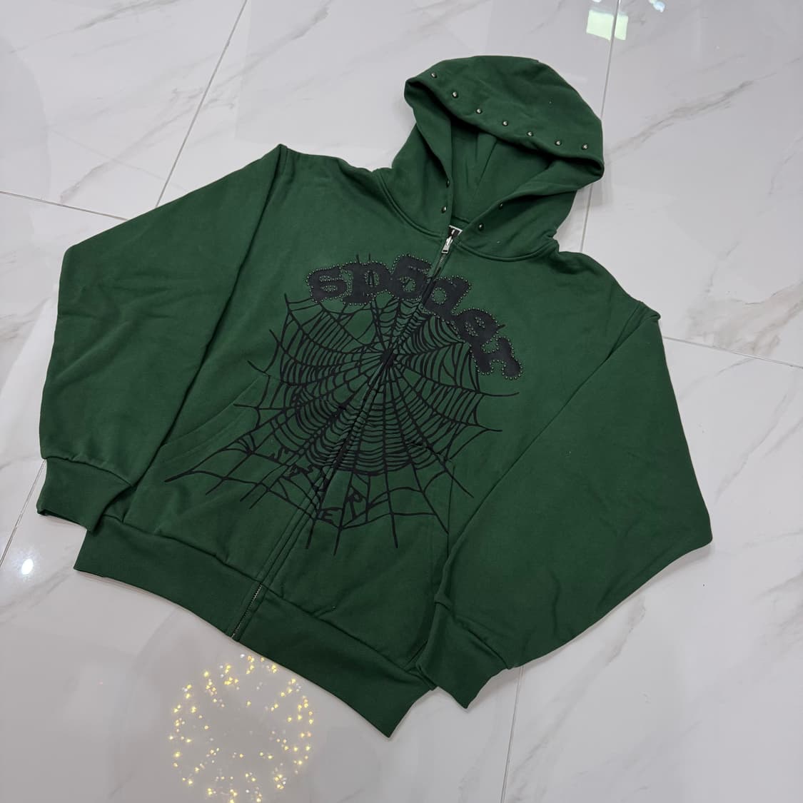 Sp5der 스파이더 후드집업 그린 상품이미지1