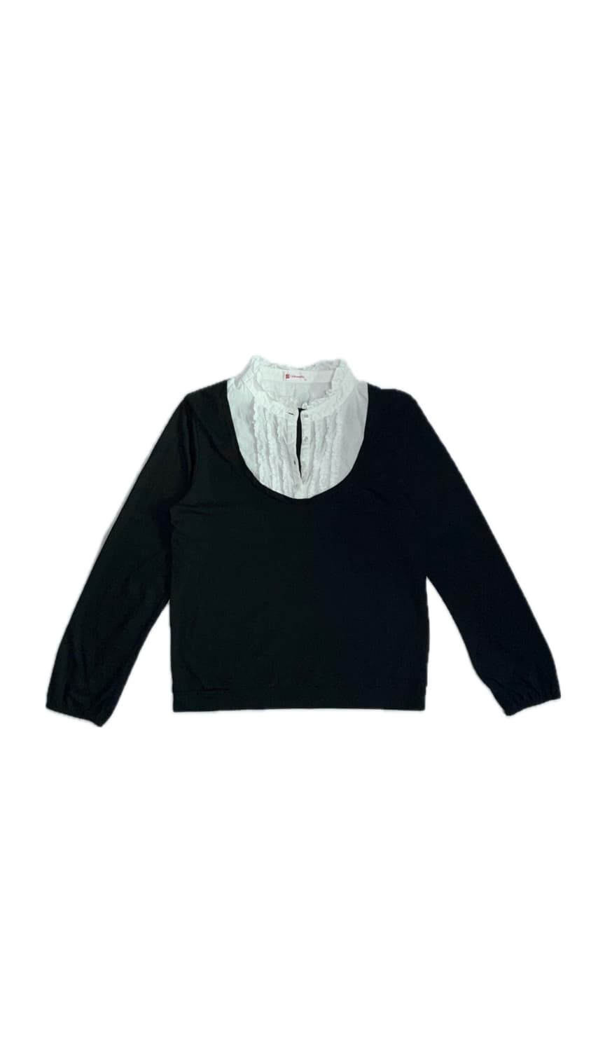 프릴 단추 셔츠 블러우스 티셔츠 상품이미지1