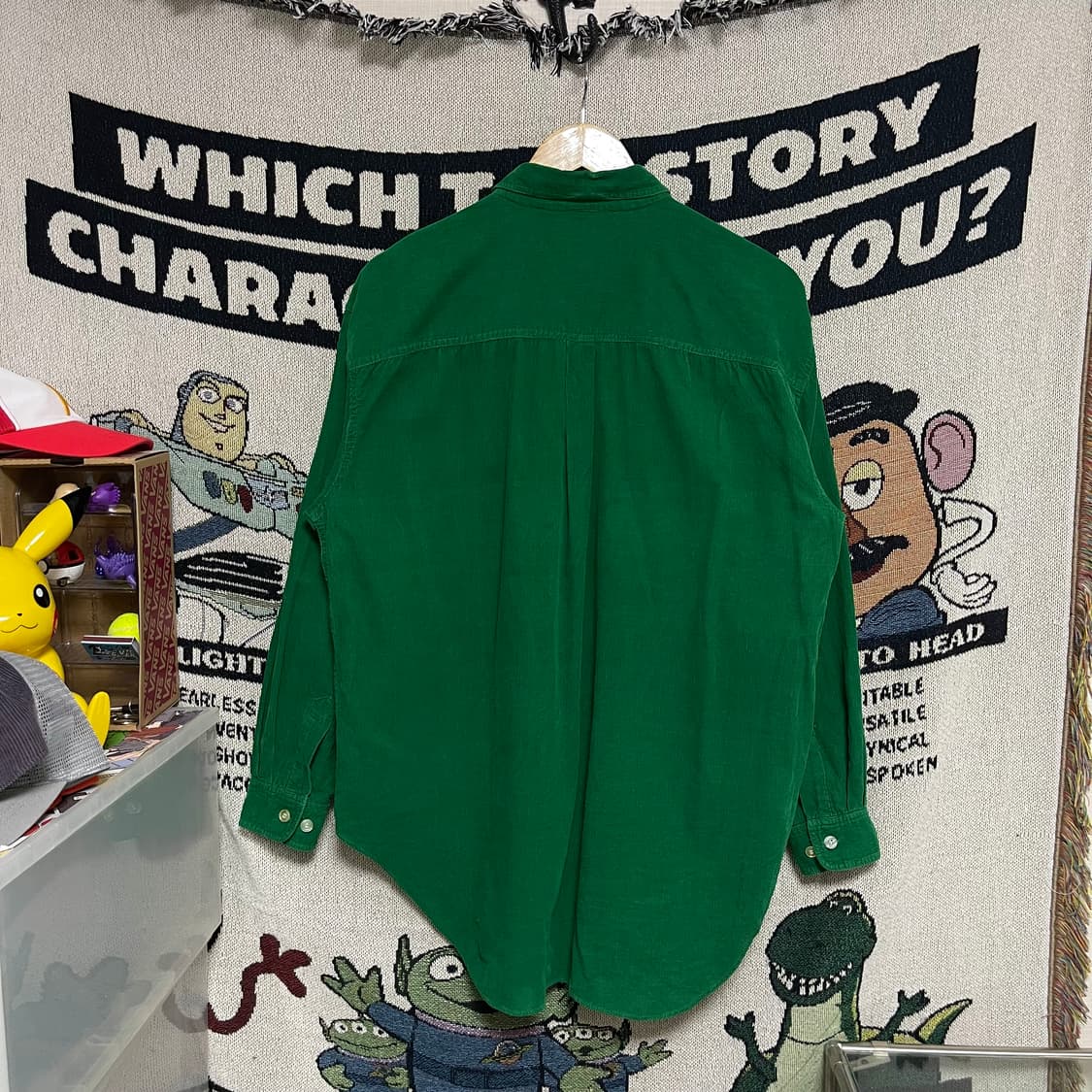 일본 빈티지 코듀로이 그린 셔츠 상품이미지3