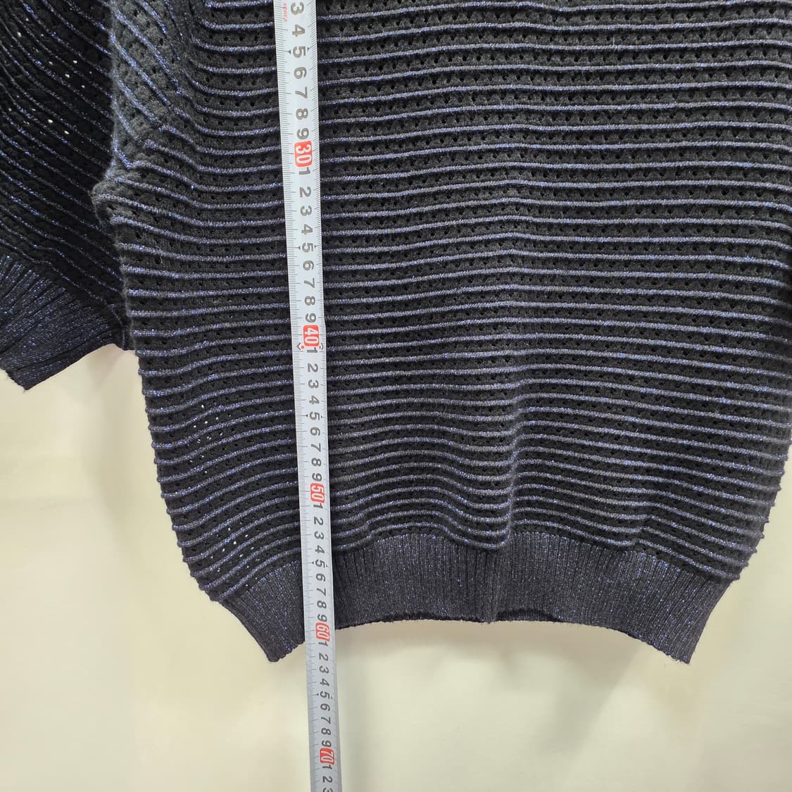 0176 칼 라거펠트 라비에라 카라 네이비 반팔 니트 66 상품이미지5