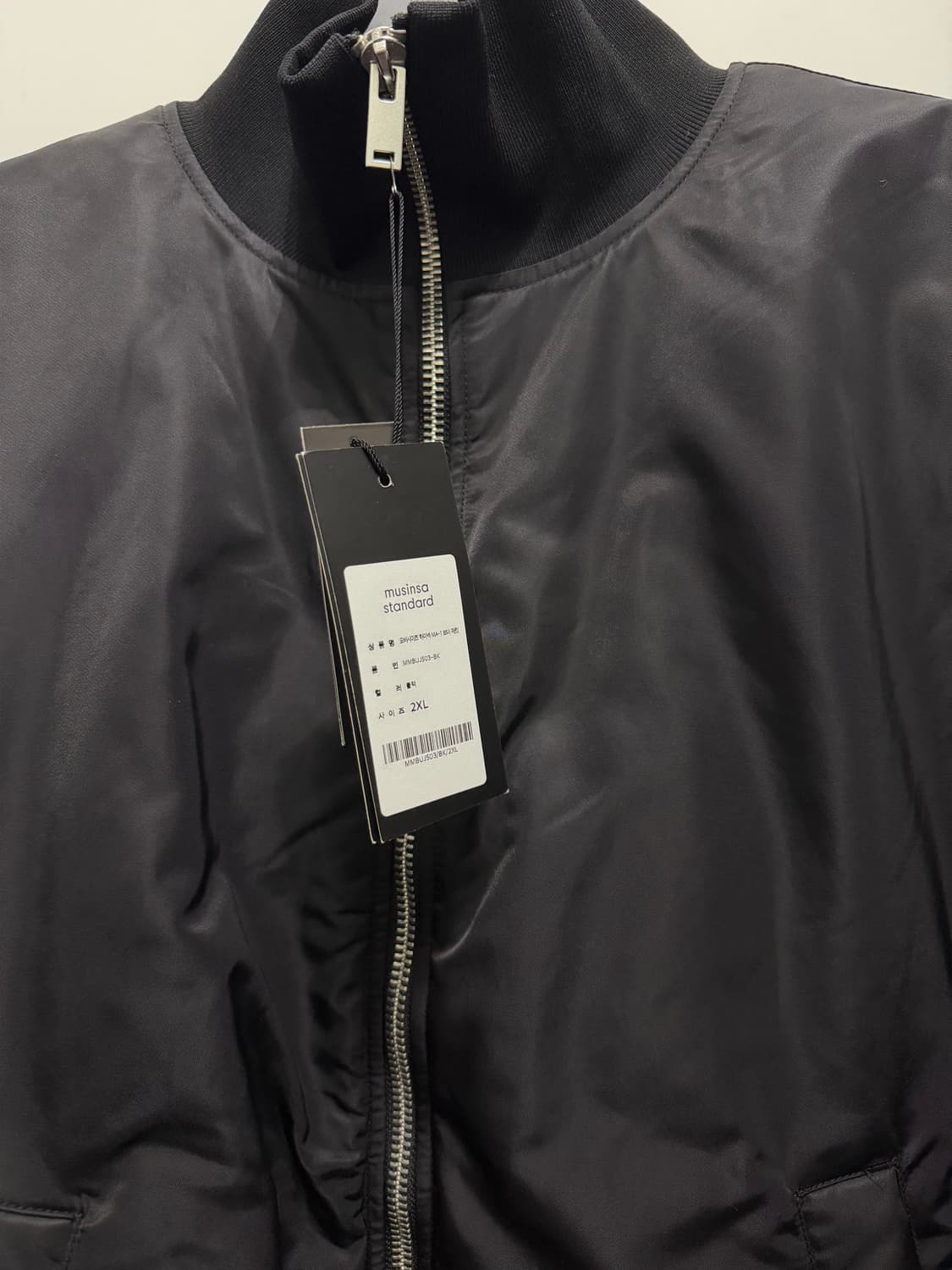 [2XL] 무신사스탠다드 오버사이즈 하이넥 MA-1 봄버 자켓 블랙 상품이미지3